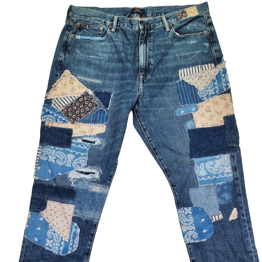 Polo Ralph Lauren Sullivan Slim Patchwork Men's Jeans 36x26 - Picture 8 of 16